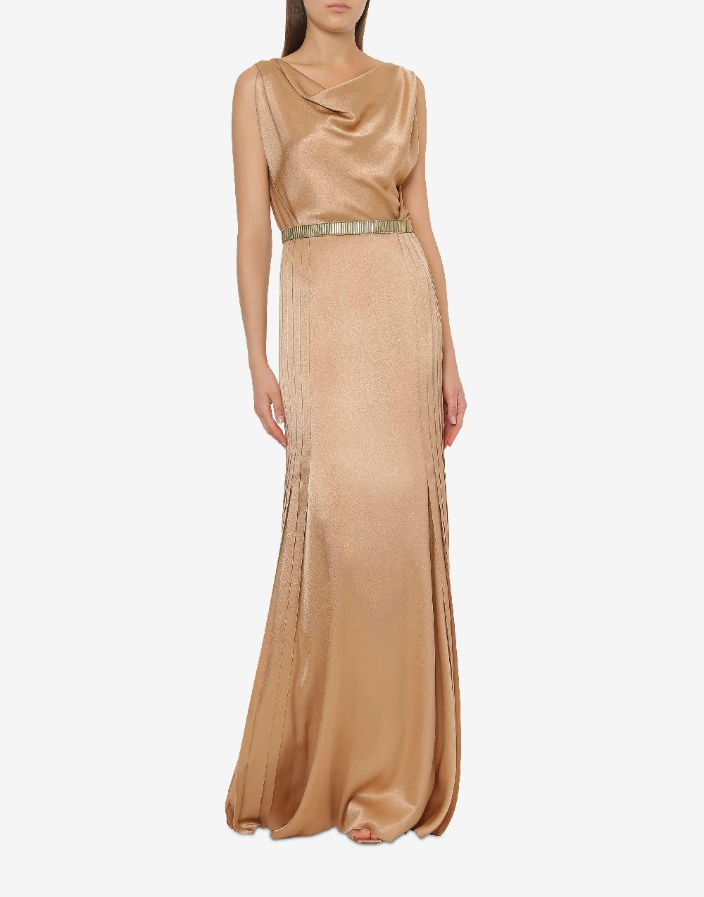 Alberta Ferretti Abito in raso con plissé Cocktail Rilascio limitato