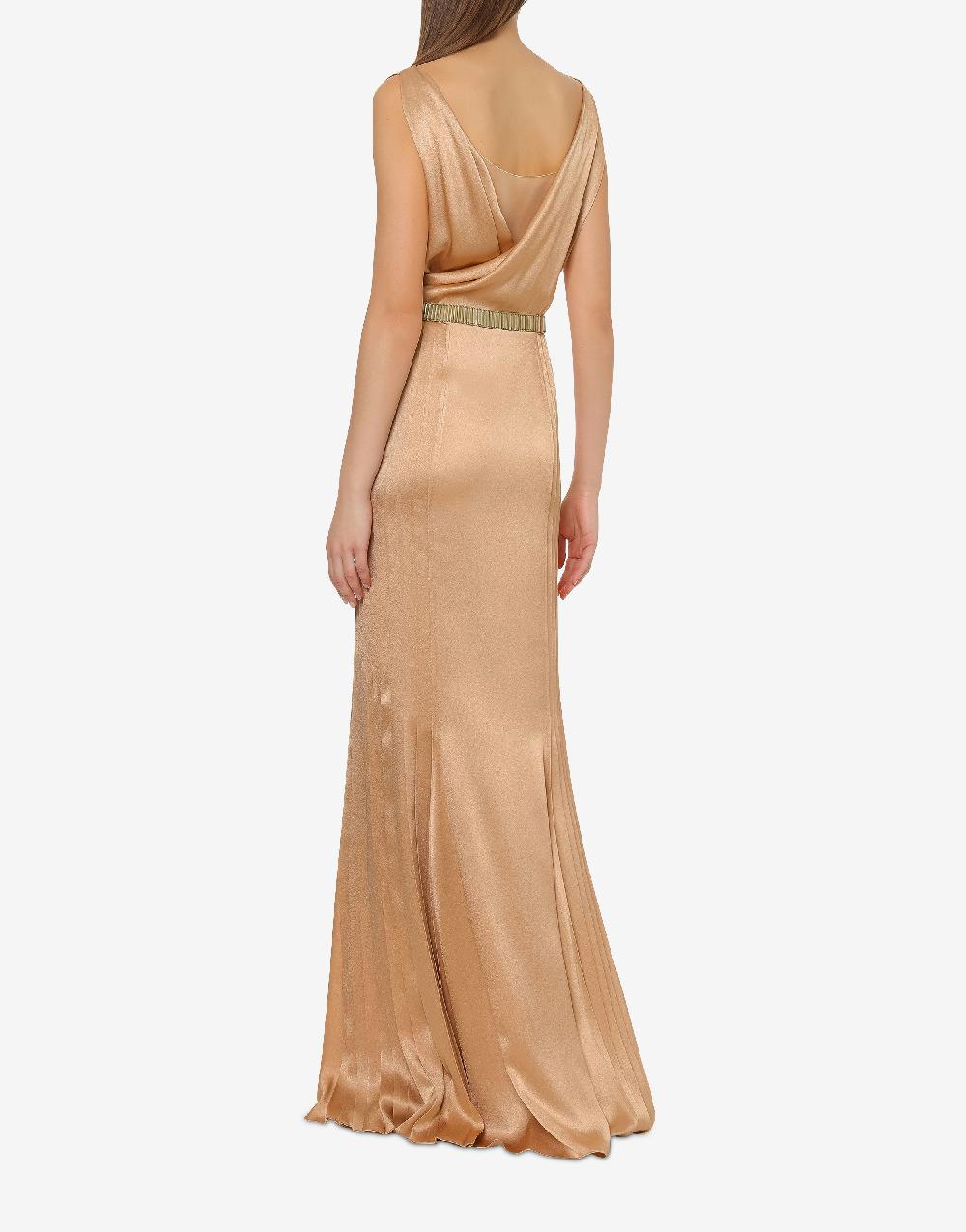 Alberta Ferretti Abito in raso con plissé Cocktail Rilascio limitato