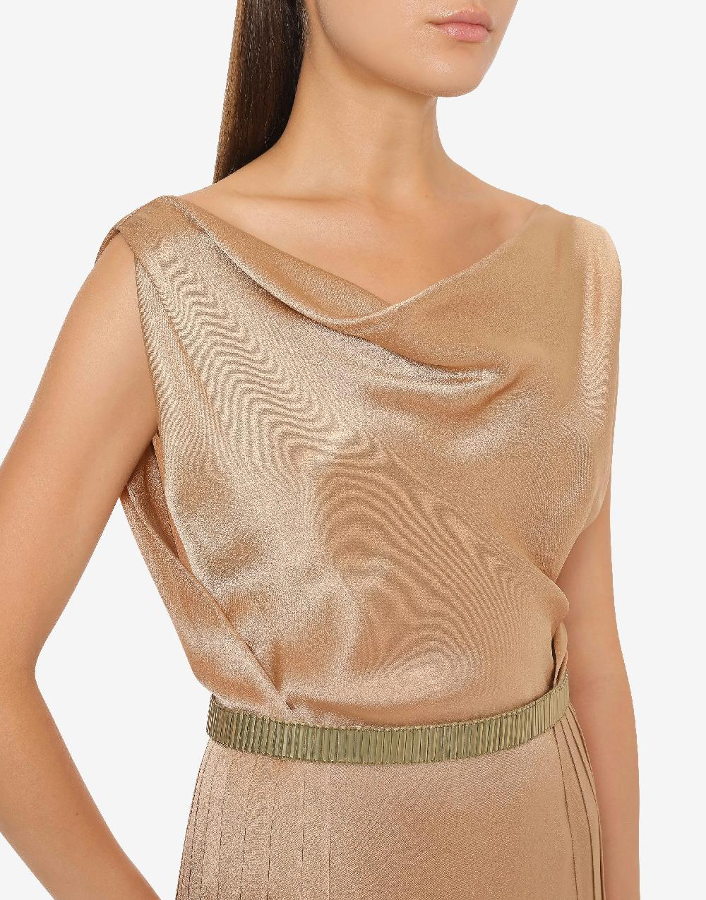 Alberta Ferretti Abito in raso con plissé Cocktail Rilascio limitato