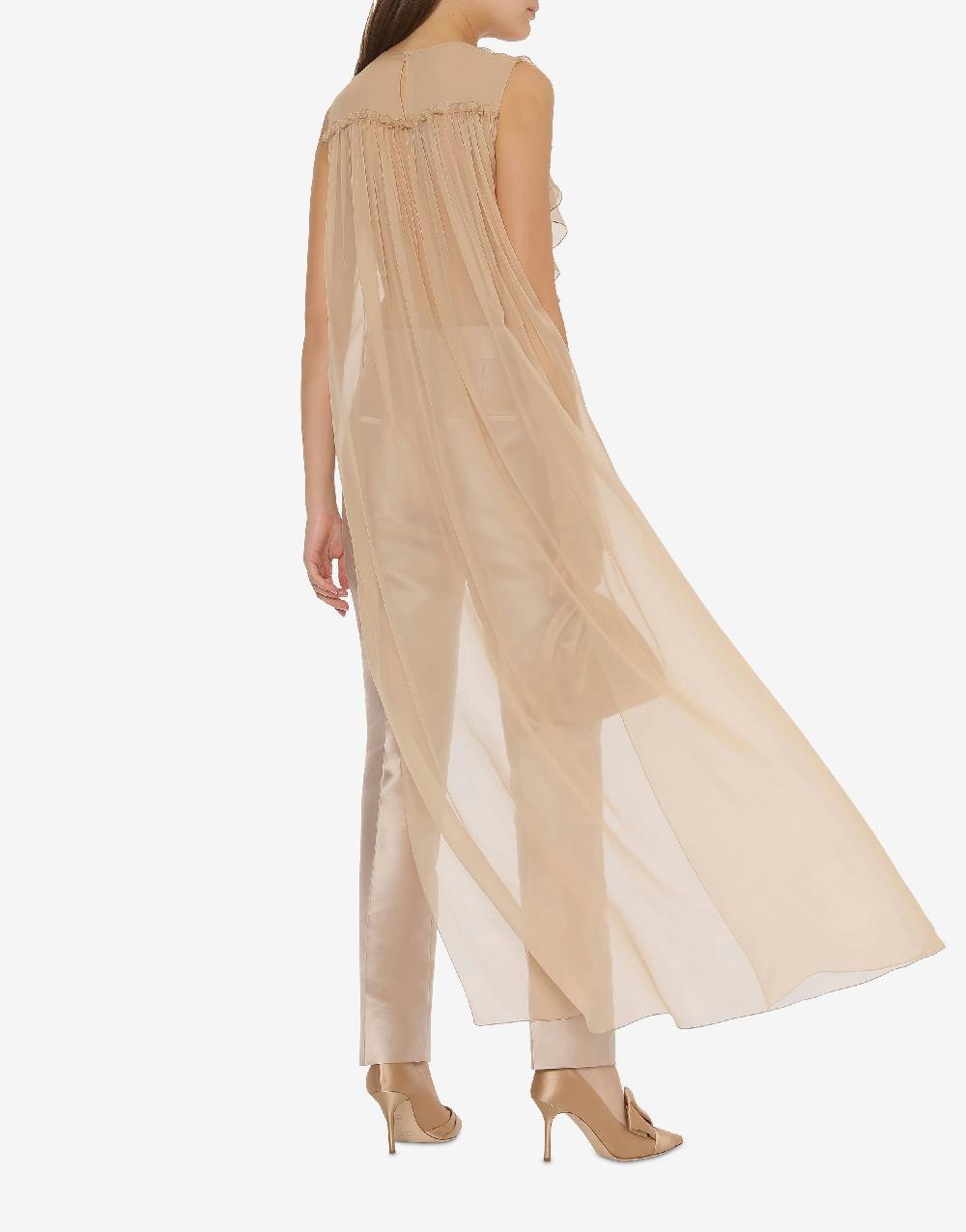 Alberta Ferretti Blusa in chiffon organico con ruches Ultimi tre giorni