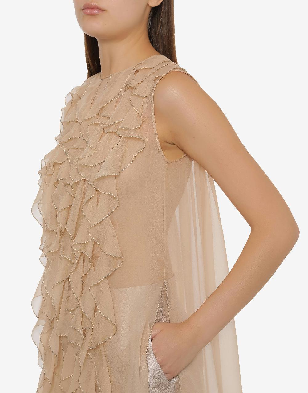 Alberta Ferretti Blusa in chiffon organico con ruches Ultimi tre giorni