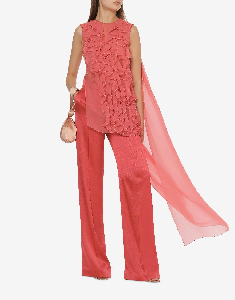 Alberta Ferretti Blusa in chiffon organico con ruches Promozione temporanea