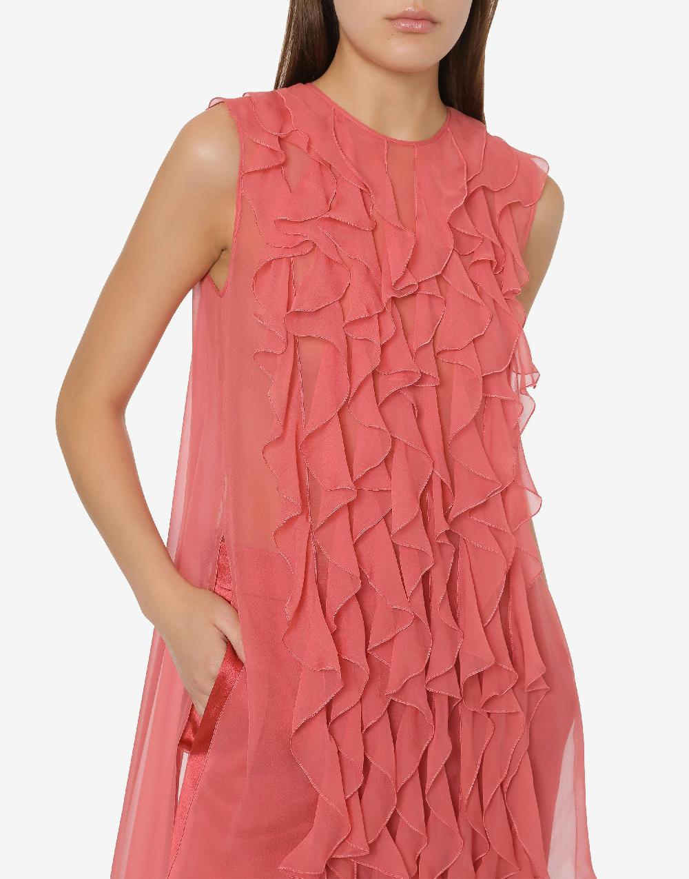 Alberta Ferretti Blusa in chiffon organico con ruches Promozione temporanea