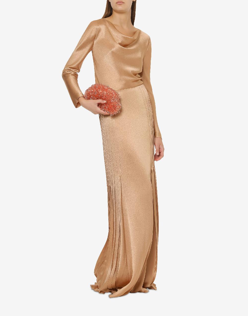 Alberta Ferretti Gonna lunga in raso con plissé Fino al 65% di sconto