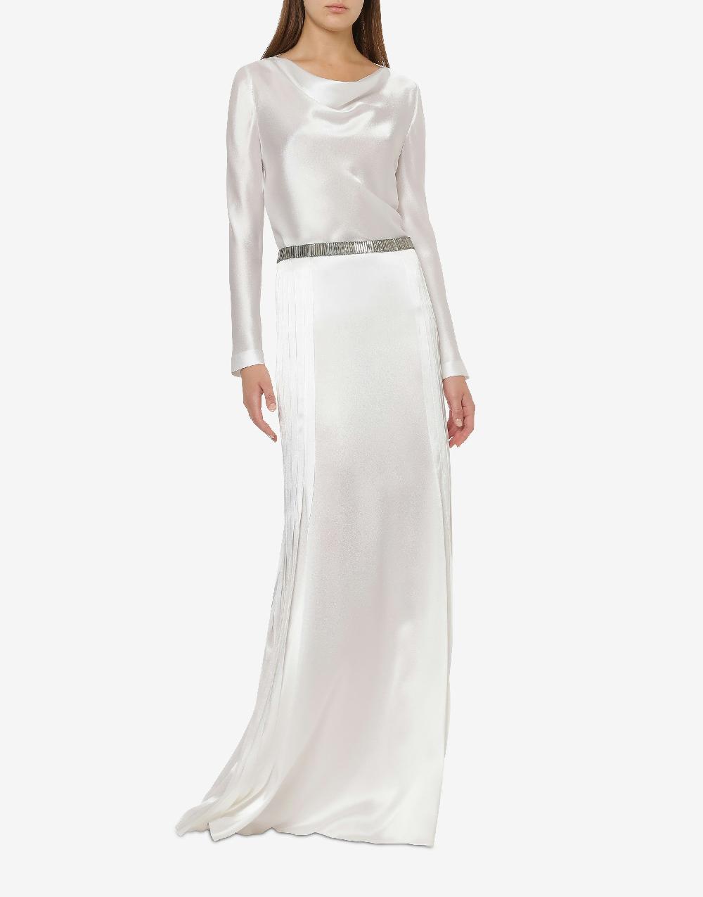 Alberta Ferretti Gonna lunga in raso con plissé Qualità