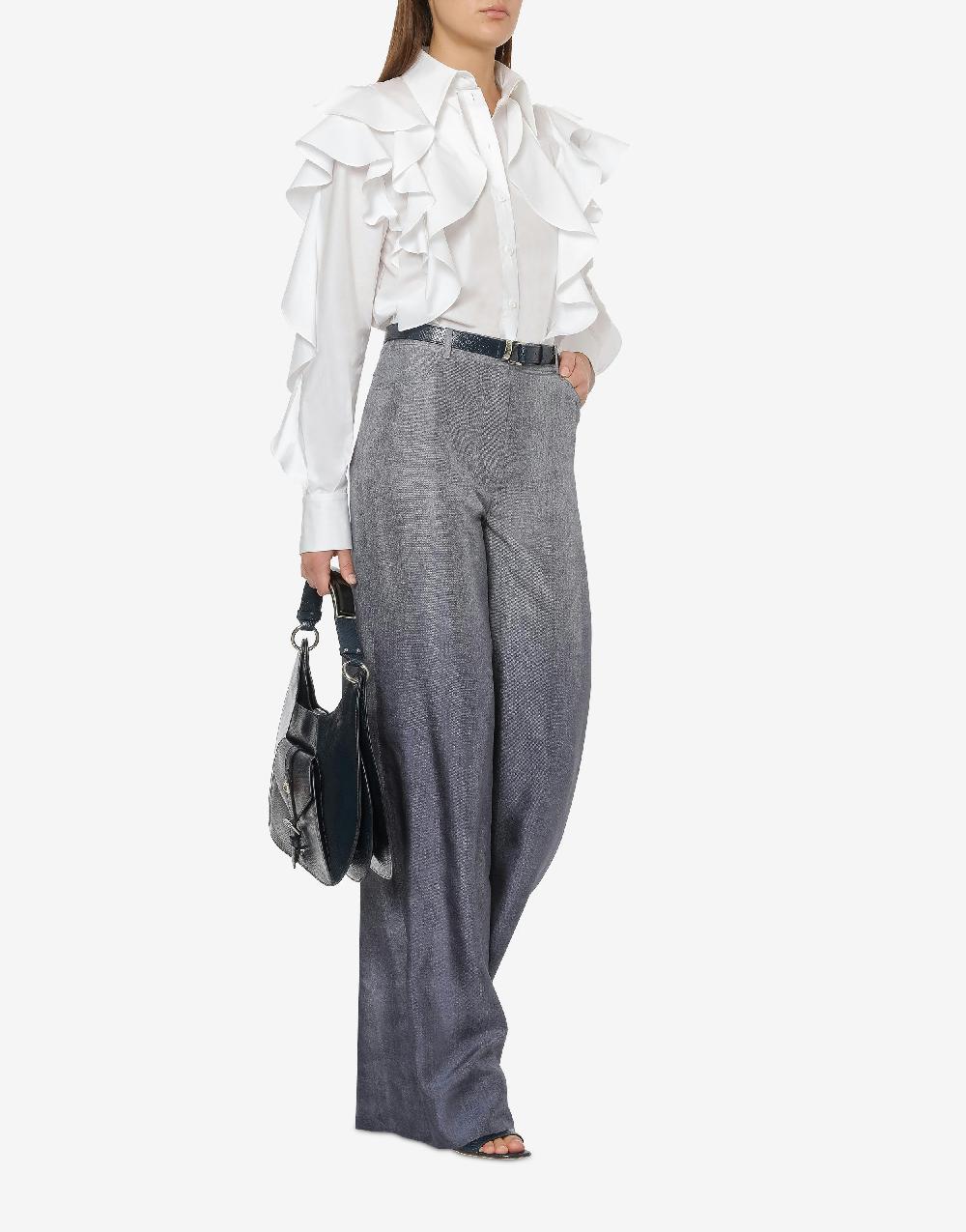 Alberta Ferretti Camicia in popeline stretch con ruches Negozi Online