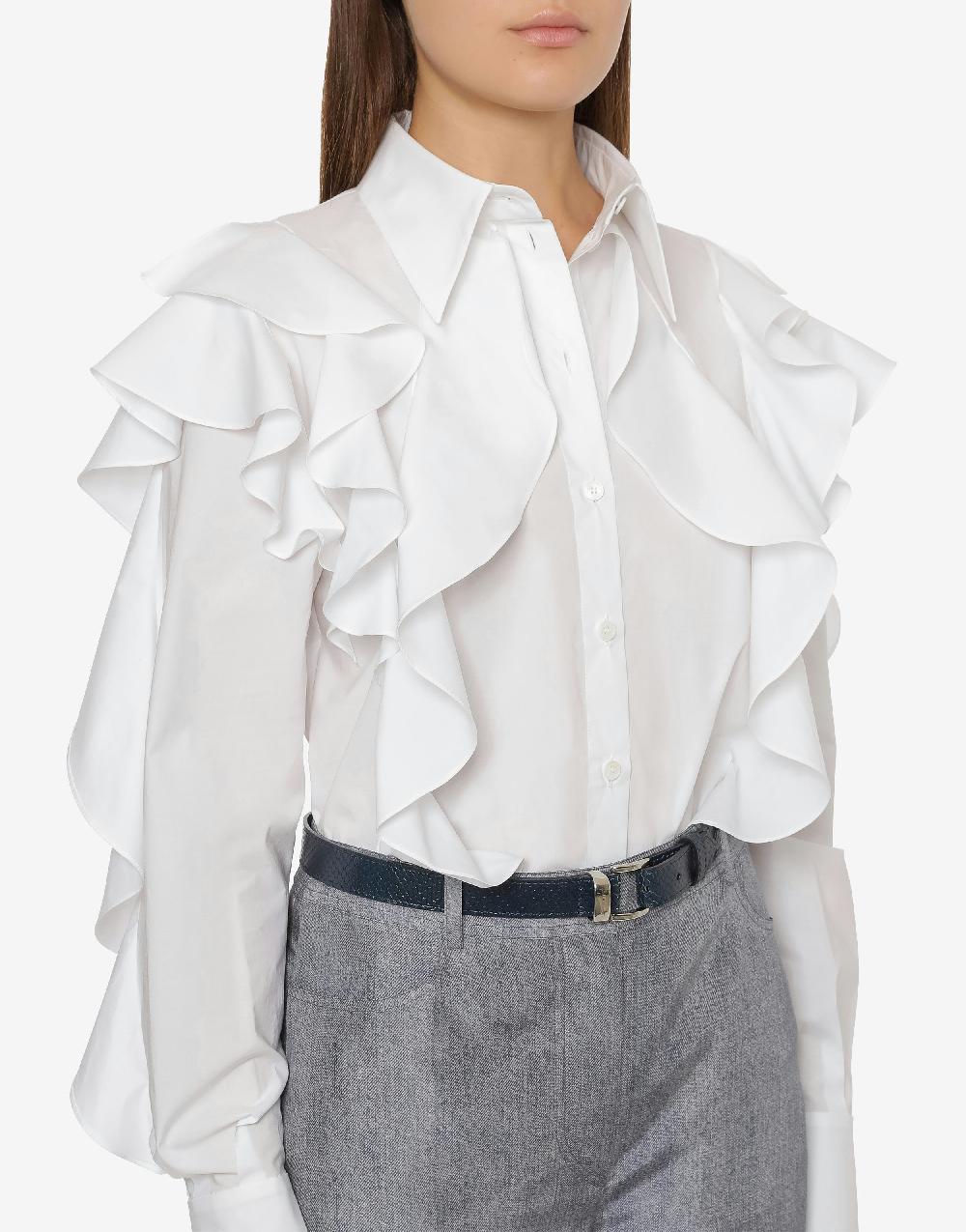 Alberta Ferretti Camicia in popeline stretch con ruches Negozi Online