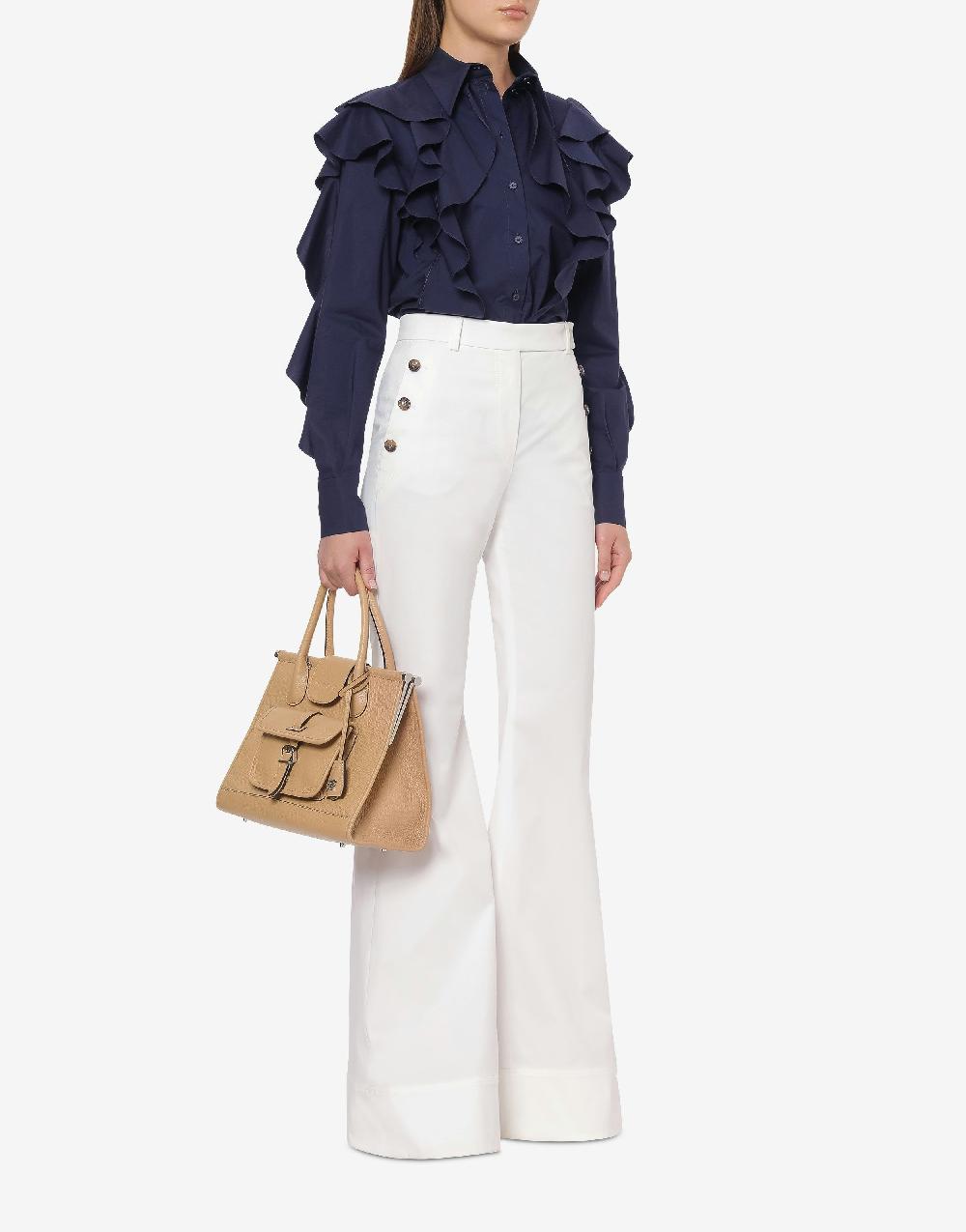 Alberta Ferretti Camicia in popeline stretch con ruches Acquista Ora
