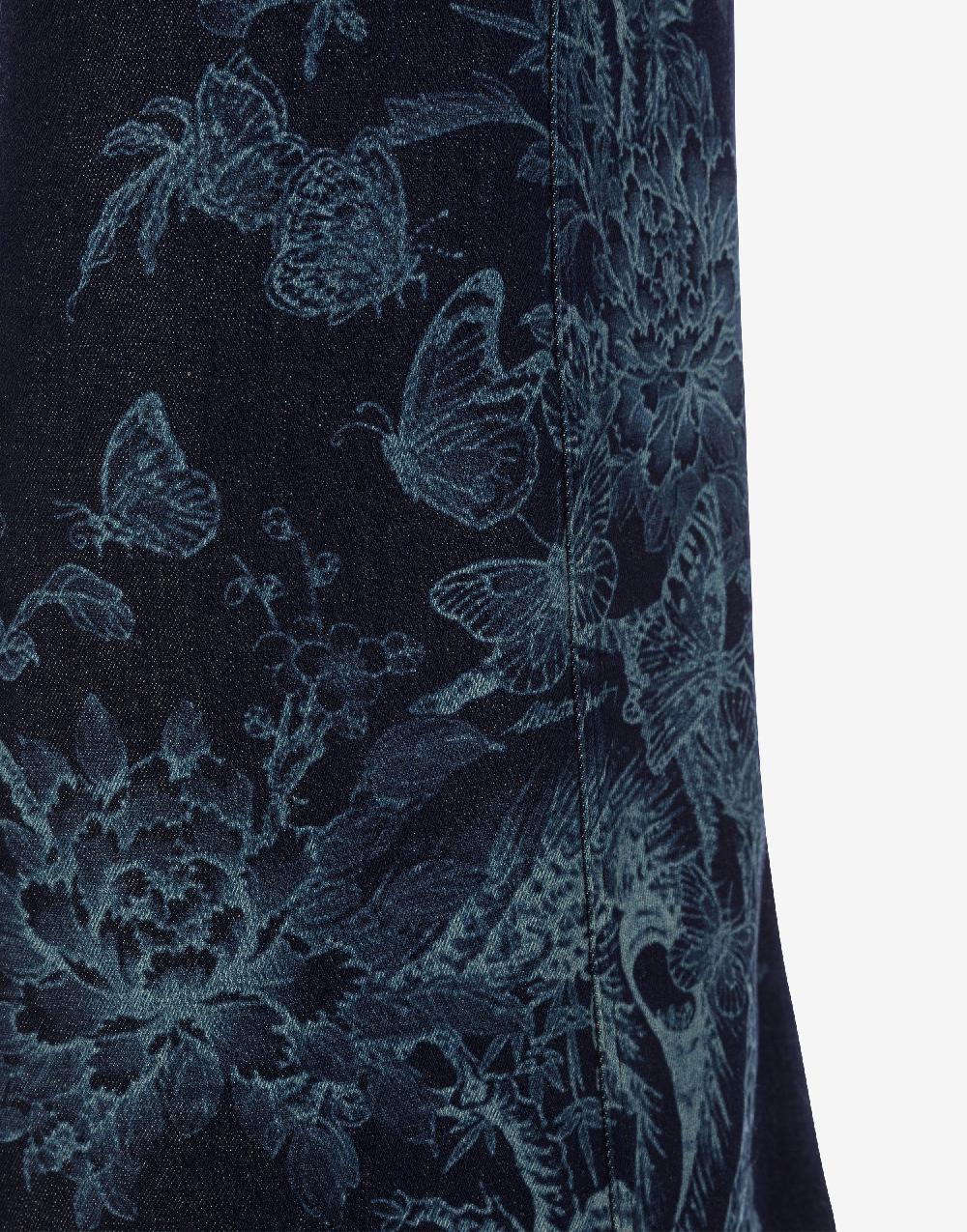 Alberta Ferretti Gonna in denim con disegno ciliegio e farfalle Promozione Limitata