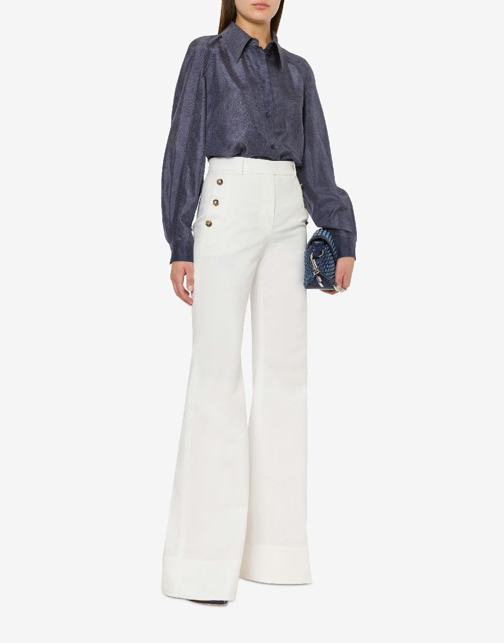 Alberta Ferretti Camicia in habotai stampa denim Affare Del Giorno
