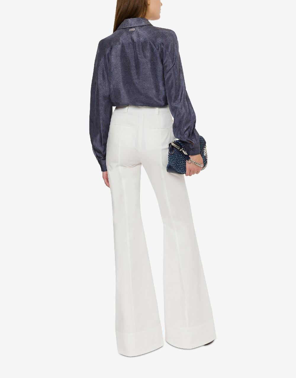 Alberta Ferretti Camicia in habotai stampa denim Affare Del Giorno