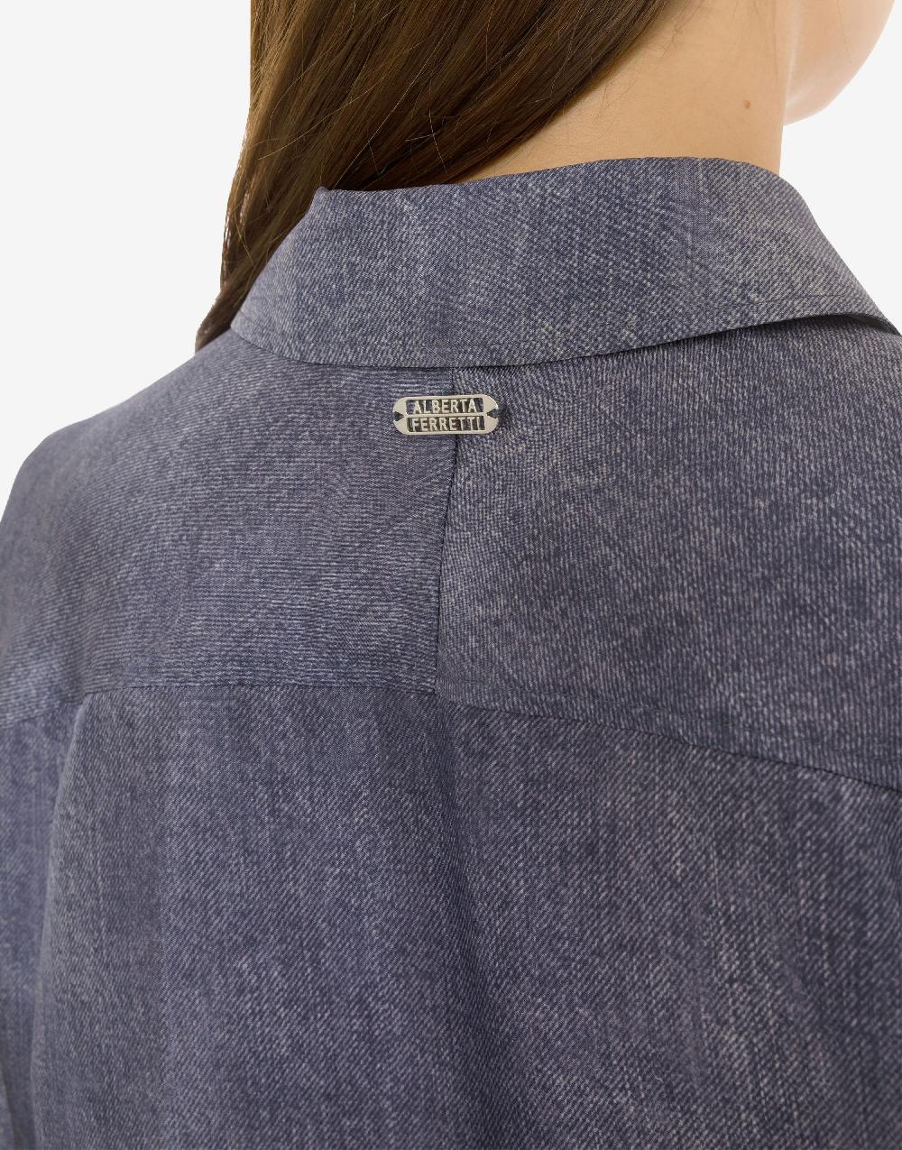 Alberta Ferretti Camicia in habotai stampa denim Affare Del Giorno