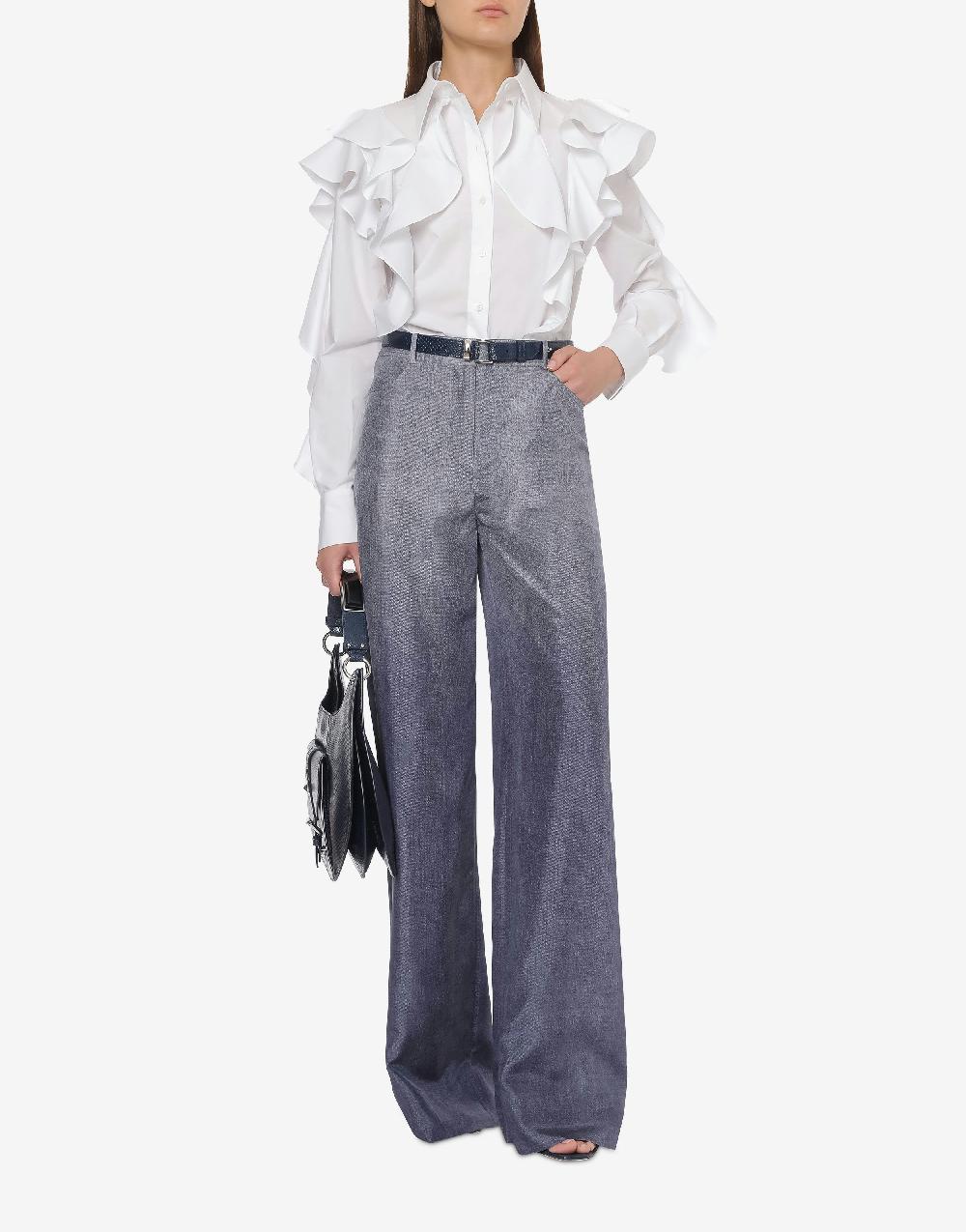 Alberta Ferretti Pantalone oversize in habotai stampa denim Prezzo Ridotto