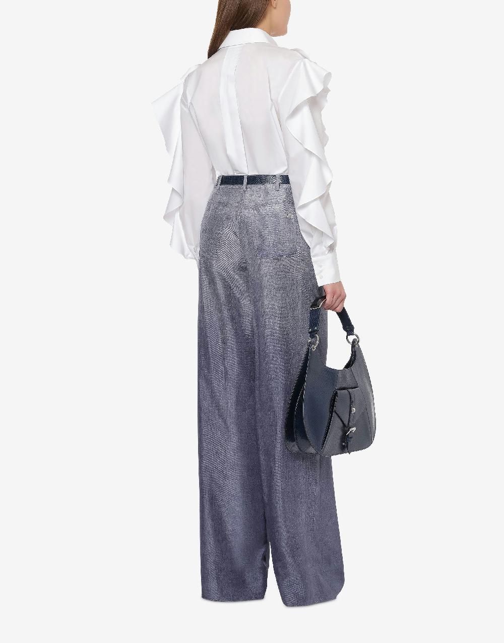 Alberta Ferretti Pantalone oversize in habotai stampa denim Prezzo Ridotto
