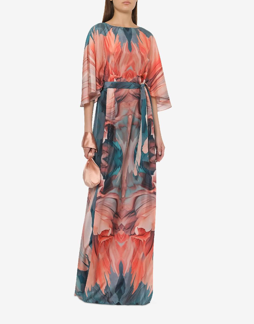 Alberta Ferretti Abito in habotai con stampa petali Offerta