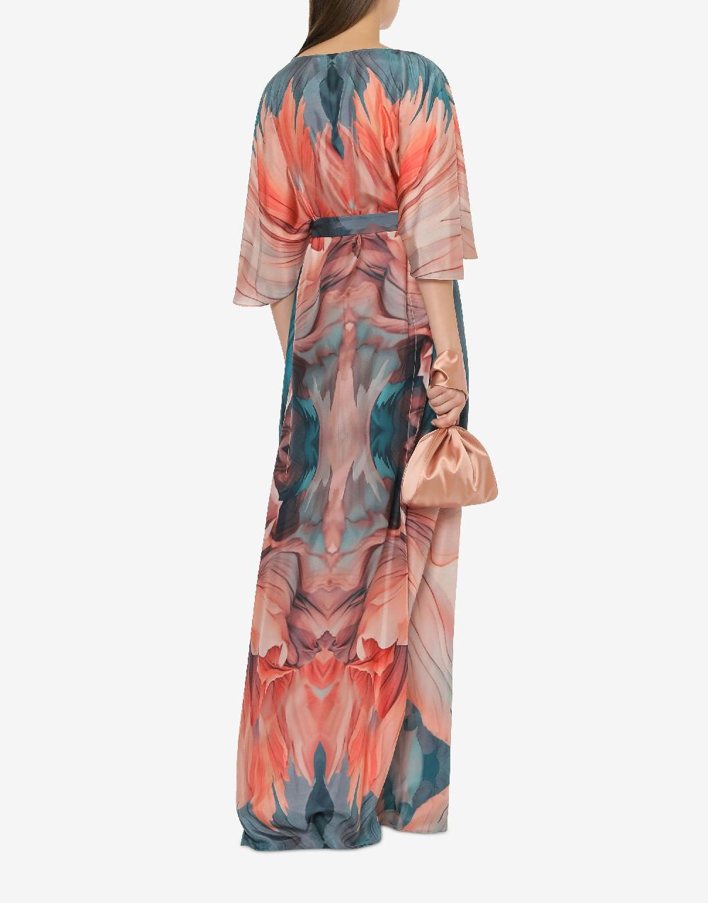Alberta Ferretti Abito in habotai con stampa petali Offerta