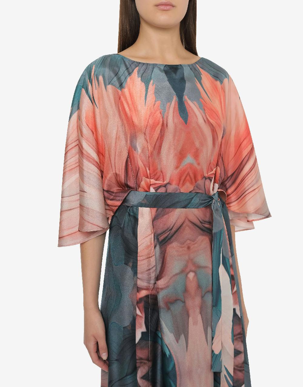 Alberta Ferretti Abito in habotai con stampa petali Offerta