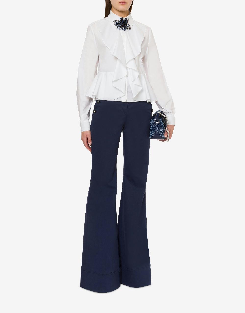 Alberta Ferretti Pantalone flare in tela di cotone stretch Economico