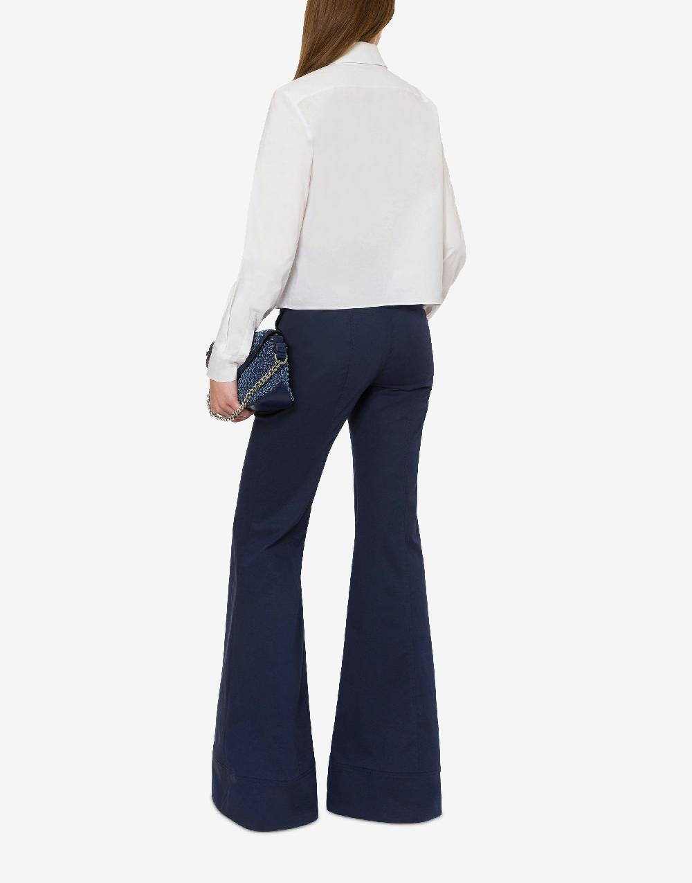 Alberta Ferretti Pantalone flare in tela di cotone stretch Economico