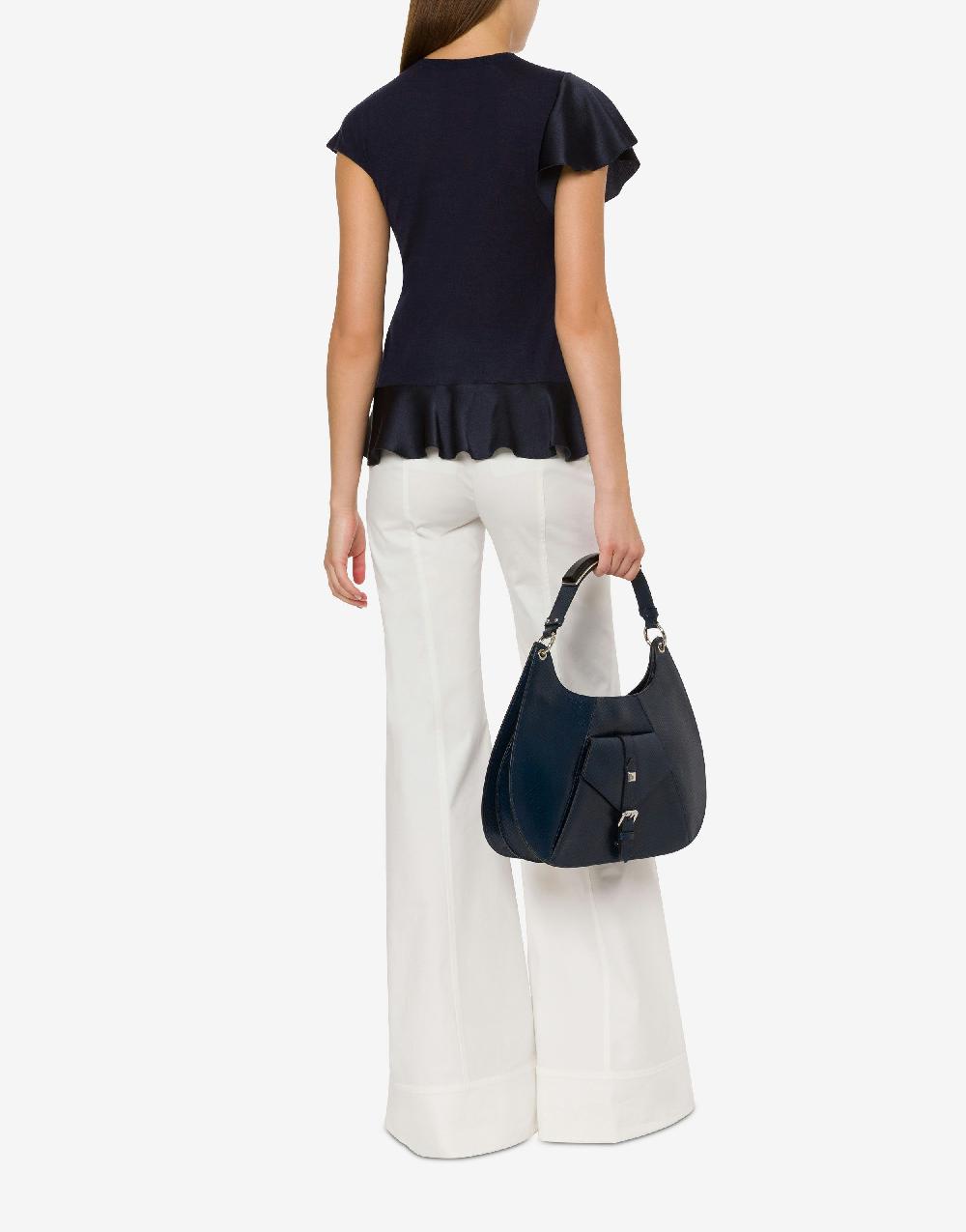 Alberta Ferretti Maglia in cashmere e seta con ruches Online