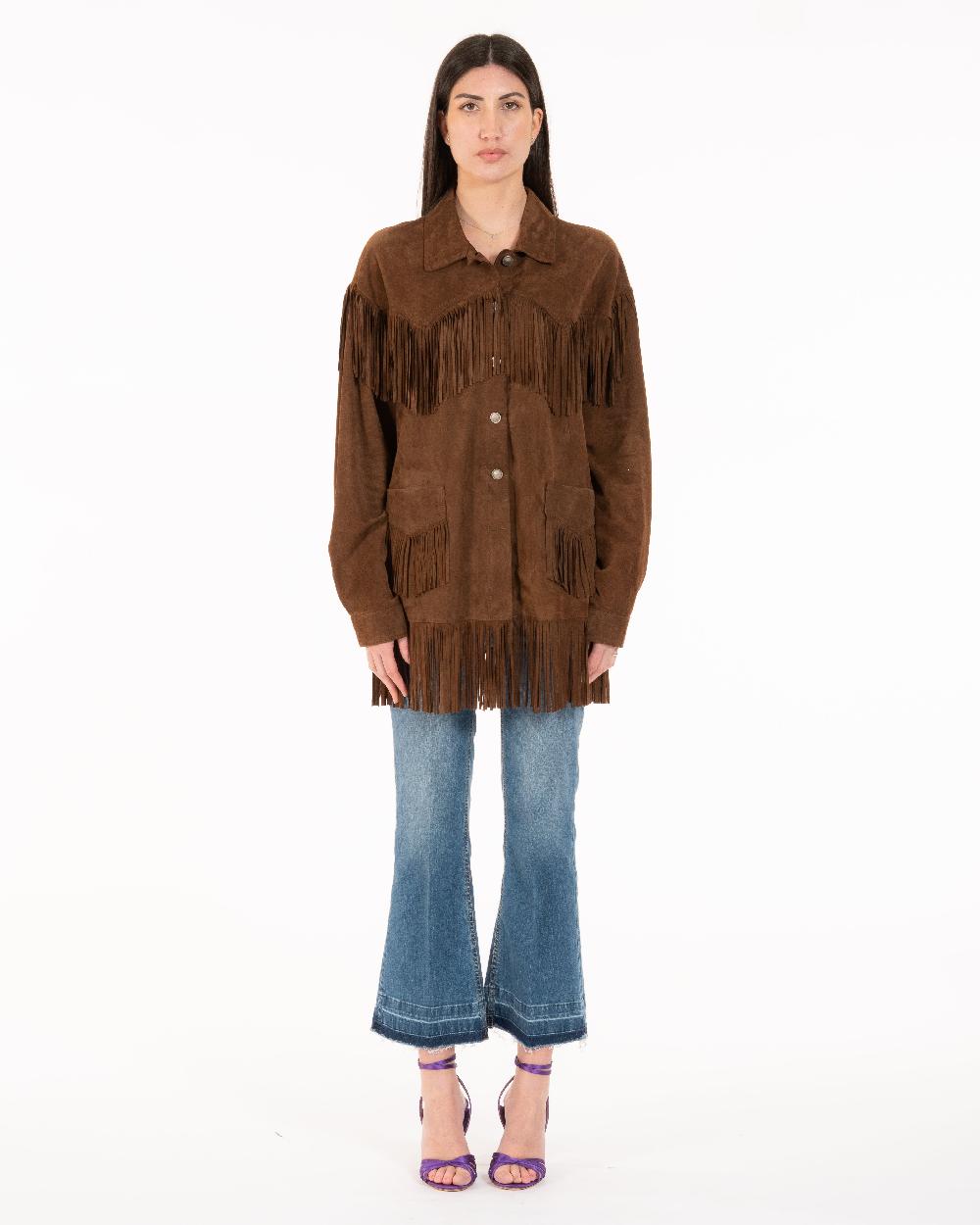 Alessandra chamonix PAIGE COGNAC / GIACCA CON FRANGE Consegna Veloce