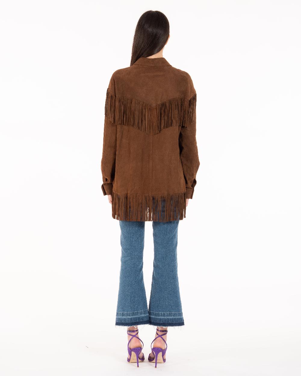 Alessandra chamonix PAIGE COGNAC / GIACCA CON FRANGE Consegna Veloce